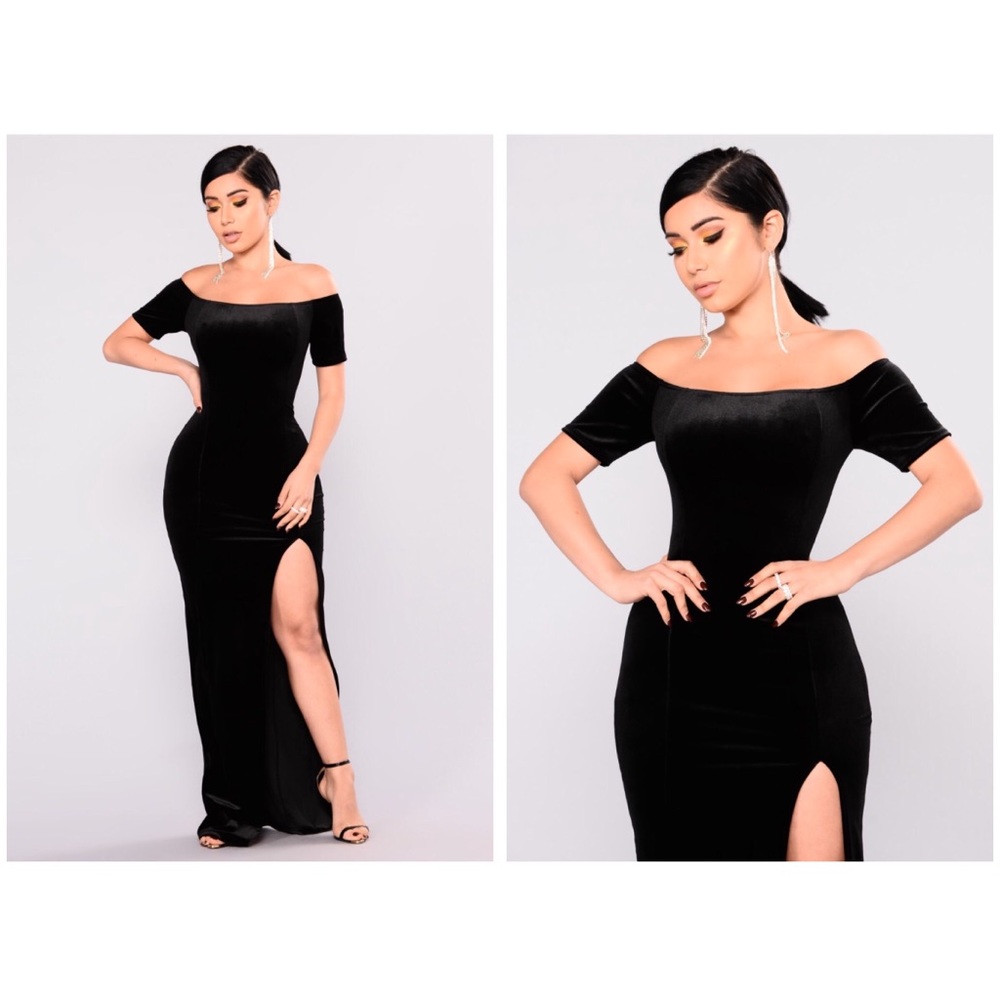 Fashion Nova Black Off-Shoulder Maxi Dress